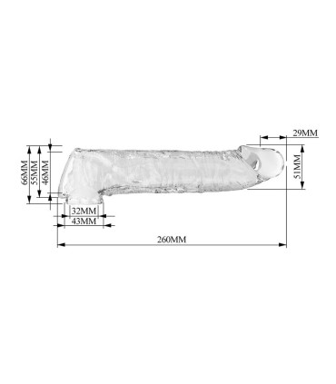 PRETTY LOVE ADJUSTABLE PENIS EXTENSION SLEEVE 26 CM O 4 CM TRANSPARENT
