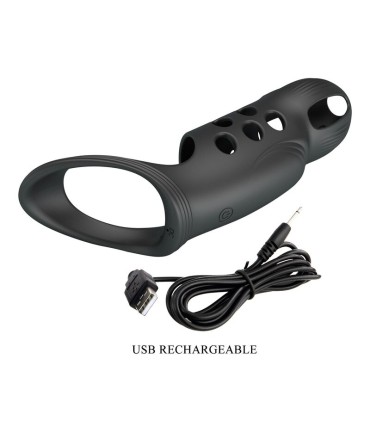 PRETTY LOVE CRAIG RECHARGEABLE VIBRATING PENIS RING BLACK