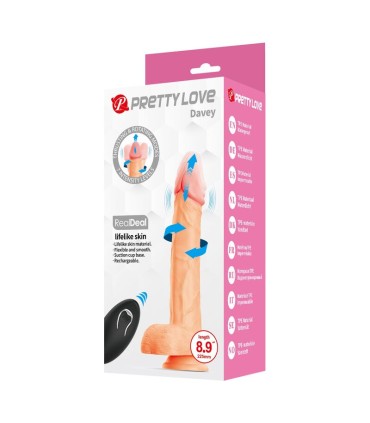 PRETTY LOVE DAVEY THRUSTING ROTATING VIBRATING DILDO REMOTE CONTROL 225 CM O 48 CM NATURAL