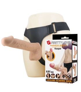 PRETTY LOVE KASPAR HARNESS WITH FLEXIBLE DILDO 21 CM O 5 CM NATURAL