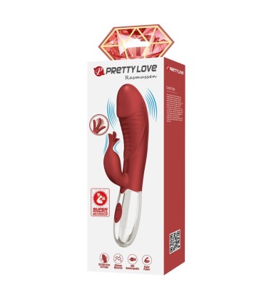 PRETTY LOVE ROSEWOOD RABBIT VIBRATOR 30 FUNCTIONS USB RECHARGEABLE RED