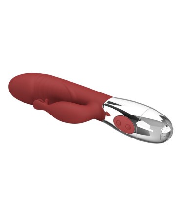 PRETTY LOVE ROSEWOOD RABBIT VIBRATOR 30 FUNCTIONS USB RECHARGEABLE RED