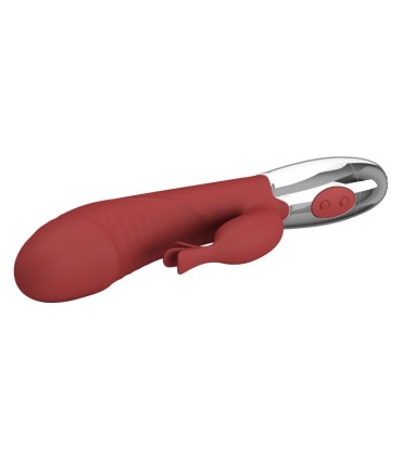 PRETTY LOVE ROSEWOOD RABBIT VIBRATOR 30 FUNCTIONS USB RECHARGEABLE RED
