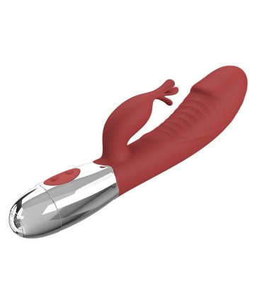 PRETTY LOVE ROSEWOOD RABBIT VIBRATOR 30 FUNCTIONS USB RECHARGEABLE RED