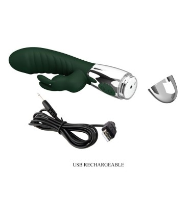 PRETTY LOVE NAUGHTY BUNNY RABBIT VIBRATOR 30 FUNCTIONS USB RECHARGEABLE GREEN