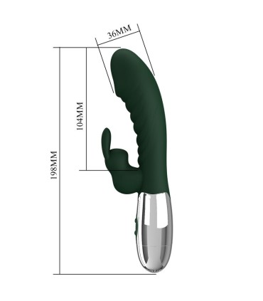 PRETTY LOVE NAUGHTY BUNNY RABBIT VIBRATOR 30 FUNCTIONS USB RECHARGEABLE GREEN