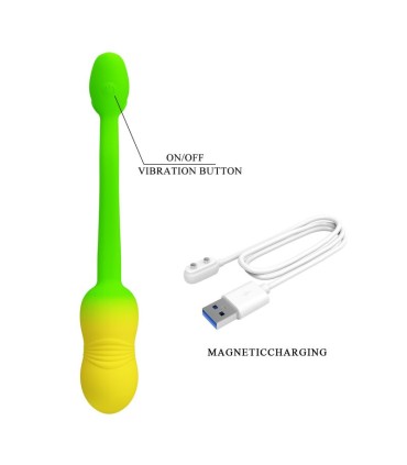 PRETTY LOVE PULSEN APP CONTROL VIBRATING EGG 12 FUNCTIONS USB RECHARGEABLE GREEN YELLOW