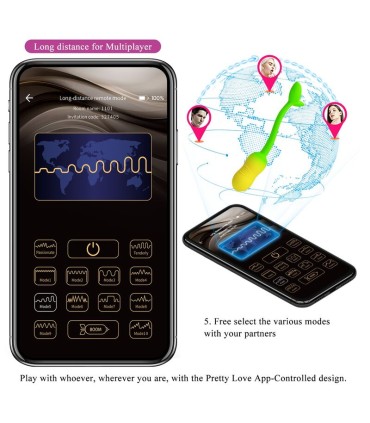 PRETTY LOVE PULSEN APP CONTROL VIBRATING EGG 12 FUNCTIONS USB RECHARGEABLE GREEN YELLOW