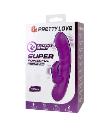 PRETTY LOVE MONICA RECHARGEABLE DUAL STIMULATION G SPOT AND CLITORAL VIBRATOR PURPLE