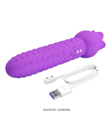 PRETTY LOVE DANNELL RECHARGEABLE ORAL AND CLITORAL STIMULATOR VIBRATOR PURPLE
