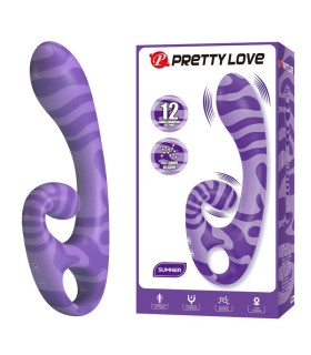 PRETTY LOVE SUMMER DOUBLE ENDED VIBRATOR WITH HANDLE 19 CM O 35 CM PURPLE