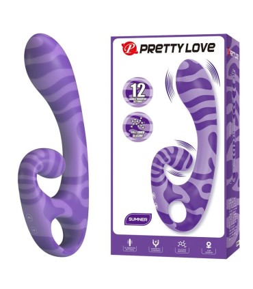 PRETTY LOVE SUMMER DOUBLE ENDED VIBRATOR WITH HANDLE 19 CM O 35 CM PURPLE