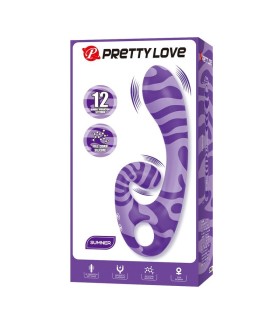 PRETTY LOVE SUMMER DOUBLE ENDED VIBRATOR WITH HANDLE 19 CM O 35 CM PURPLE