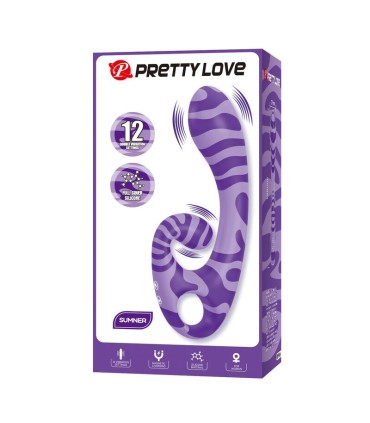 PRETTY LOVE SUMMER DOUBLE ENDED VIBRATOR WITH HANDLE 19 CM O 35 CM PURPLE
