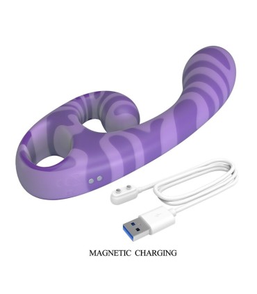 PRETTY LOVE SUMMER DOUBLE ENDED VIBRATOR WITH HANDLE 19 CM O 35 CM PURPLE