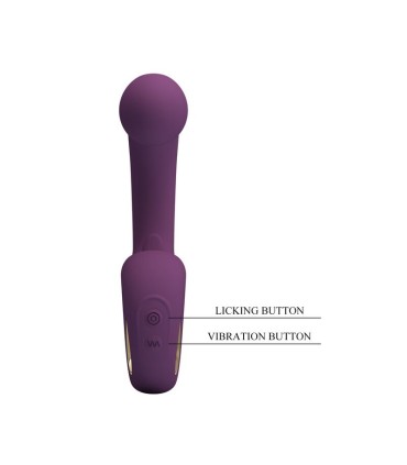 PRETTY LOVE BRYNNLEE RECHARGEABLE VIBRATOR WITH ORAL STIMULATOR 10 VIBRATIONS 5 LICKING FUNCTIONS PURPLE