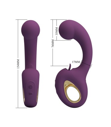 PRETTY LOVE BRYNNLEE RECHARGEABLE VIBRATOR WITH ORAL STIMULATOR 10 VIBRATIONS 5 LICKING FUNCTIONS PURPLE