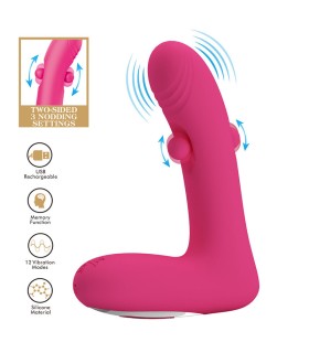 PRETTY LOVE DUDEN RECHARGEABLE SILICONE VIBRATOR 12 VIBRATION MODES AND 3 ROCKING MODES PINK