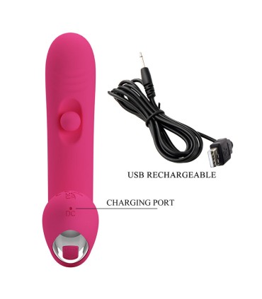 PRETTY LOVE DUDEN RECHARGEABLE SILICONE VIBRATOR 12 VIBRATION MODES AND 3 ROCKING MODES PINK