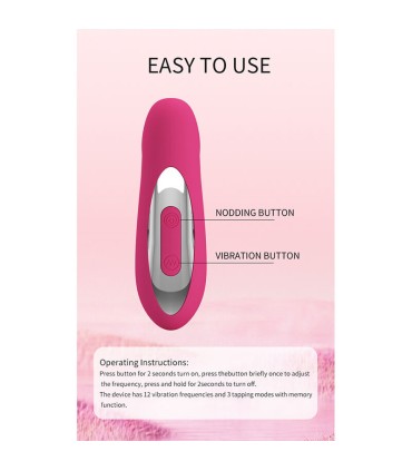 PRETTY LOVE DUDEN RECHARGEABLE SILICONE VIBRATOR 12 VIBRATION MODES AND 3 ROCKING MODES PINK
