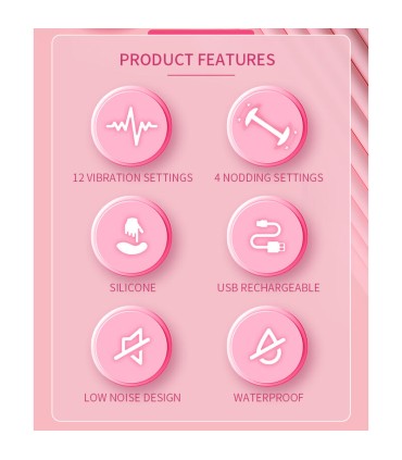 PRETTY LOVE DUDEN RECHARGEABLE SILICONE VIBRATOR 12 VIBRATION MODES AND 3 ROCKING MODES PINK