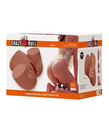 CRAZY BULL REALISTIC FEMALE TORSO MASTURBATOR DUAL ENTRY WITH VIBRATION AND SUCTION NATURAL COLOR