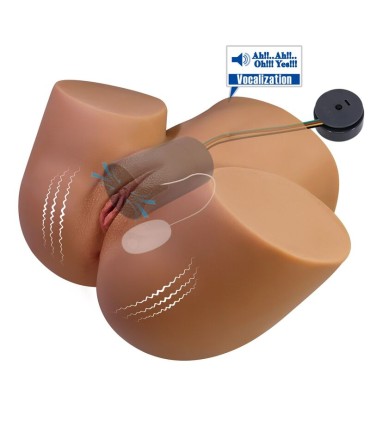 CRAZY BULL REALISTIC FEMALE TORSO MASTURBATOR DUAL ENTRY WITH VIBRATION AND SUCTION NATURAL COLOR