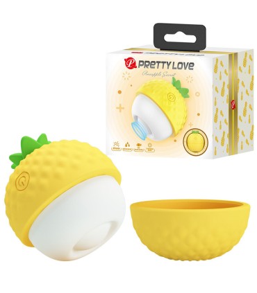 PRETTY LOVE RECHARGEABLE SUCTION AND THRUSTING CLITORAL STIMULATOR YELLOW