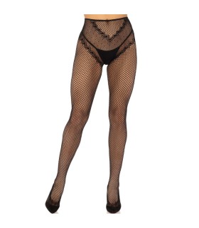 LEG AVENUE CROTCHLESS FISHNET STOCKINGS BLACK