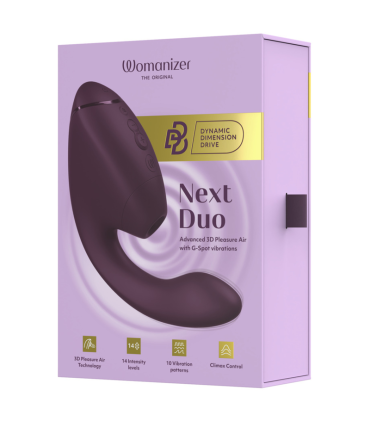 WOMANIZER DUO NEXT DUAL CLITORAL G SPOT STIMULATOR DARK PURPLE