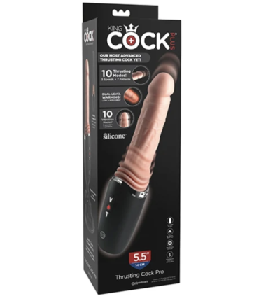 KING COCK PLUS THRUSTING COCK PRO SILICONE DILDO WITH THROTTLE VIBRATION AND HEAT LIGHT 127 CM