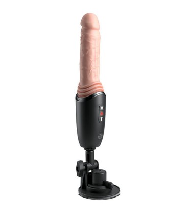 KING COCK PLUS THRUSTING COCK PRO SILICONE DILDO WITH THROTTLE VIBRATION AND HEAT LIGHT 127 CM