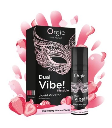 ORGIE DUAL VIBE STRAWBERRY GIN AND TONIC KISSABLE LIQUID VIBRATOR 15 ML