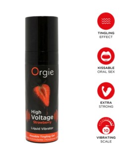 ORGIE HIGH VOLTAGE STRAWBERRY EXTRA STRONG KISSABLE LIQUID VIBRATOR 15 ML