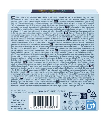 MISTER SIZE PACK SAMPLE CONDOM SIZE 47 49 53 MM 3 UNITS