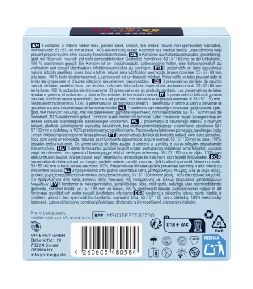 MISTER SIZE SAMPLE PACK CONDOMS SIZE 53 57 60 MM 3 UNITS