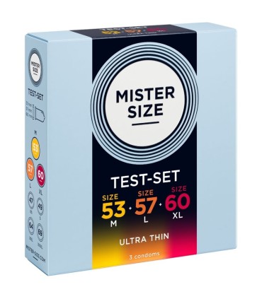 MISTER SIZE SAMPLE PACK CONDOMS SIZE 53 57 60 MM 3 UNITS