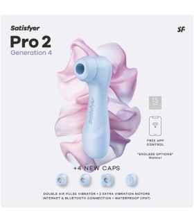 SATISFYER PRO 2 GENERATION 4 CLITORAL STIMULATOR SERENE BLUE