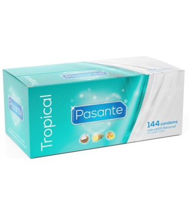 PASANTE TROPICAL MANGO PINEAPPLE AND COCONUT FLAVOURED CONDOMS 53 MM 144 UNITS