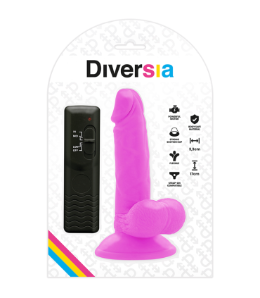 DIVERSIA DILDO REALISTICO FLEXIBLE CON VIBRACION MORADO 17 CM O 33 CM