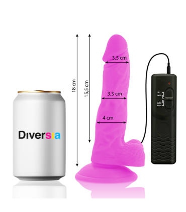 DIVERSIA DILDO REALISTICO FLEXIBLE CON VIBRACION LILA 18 CM O 4 CM