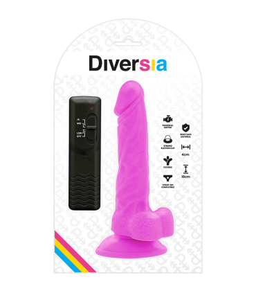 DIVERSIA DILDO REALISTICO FLEXIBLE CON VIBRACION LILA 18 CM O 4 CM