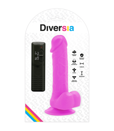 DIVERSIA DILDO REALISTICO FLEXIBLE CON VIBRACION LILA 205 CM O 42 CM