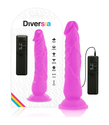DIVERSIA DILDO REALISTICO FLEXIBLE CON VIBRACION LILA 21 CM O 49 CM