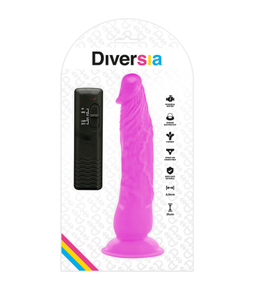 DIVERSIA DILDO REALISTICO FLEXIBLE CON VIBRACION LILA 21 CM O 49 CM