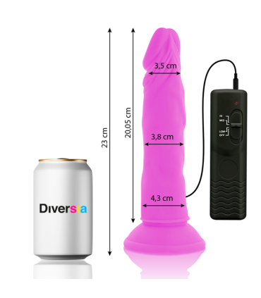 DIVERSIA DILDO REALISTICO FLEXIBLE CON VIBRACION LILA 23 CM O 43 CM