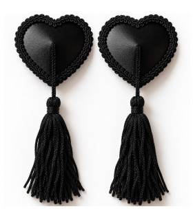 CHILIROSE CR 4897 HEART SHAPED NIPPLE COVERS WITH BLACK TASSELS