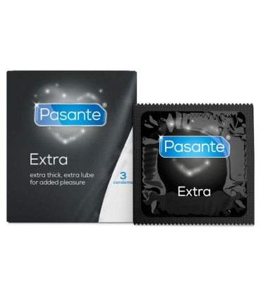 PASANTE EXTRA EXTRA THICK CONDOMS WITH ADDITIONAL LUBRICATION 3 PACK