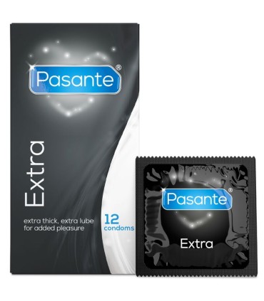PASANTE EXTRA EXTRA THICK CONDOMS WITH ADDITIONAL LUBRICATION 12 PACK