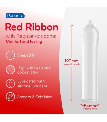 PASANTE RED RIBBON NATURELLE SHAPED FIT CONDOMS 54 MM 144 UNITS